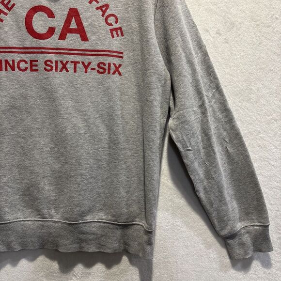 The North Face Men's Size Medium Gray Red Hoodie Sweatshirt Fleece Logo Outdoor - Picture 11 of 16